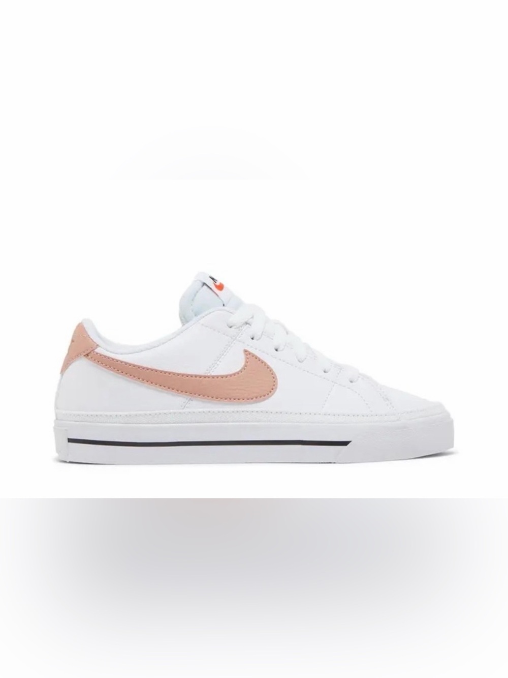 Nike Legacy White Low-Top Sneakers with Blush Pink Swoosh